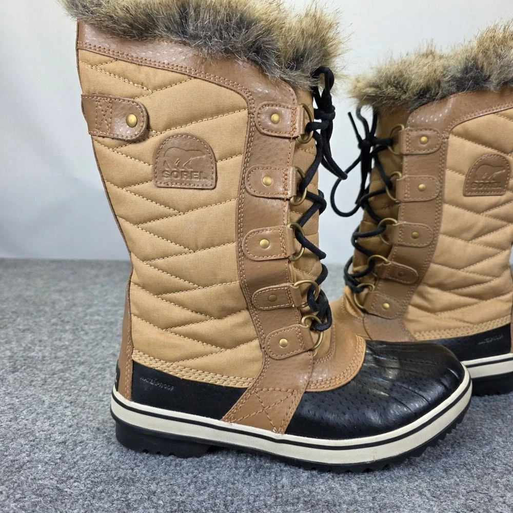 Sorel Tofino II Waterproof Snow Boots Winter Faux Fur Brown Women's Size 8